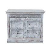 Indian Handmade Solid Wood Old Door Carved Cabinet